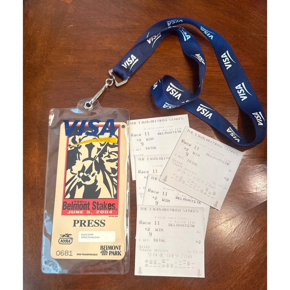 2004 Belmont Stakes Press Pass & Race 11 Betting Tickets Collectible Memorabilia